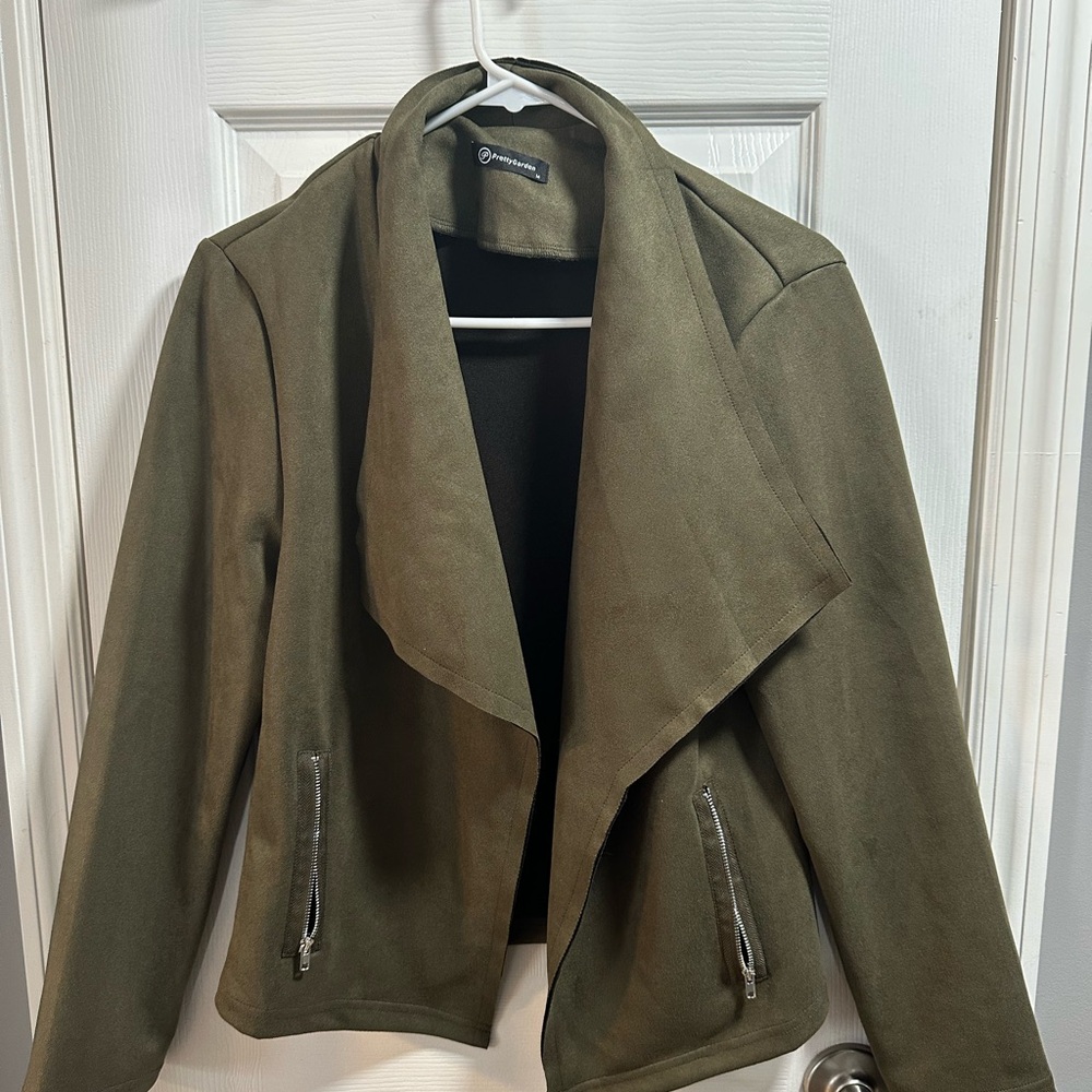 Forever 21 Green Blazer with Draped Collar